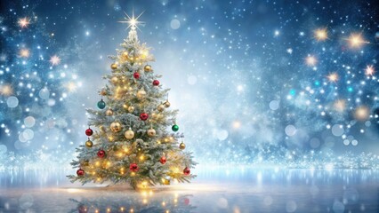 Obraz premium Crystal sparkling Christmas tree with shimmering lights and ornaments, crystal, sparkling, Christmas tree, lights, ornaments