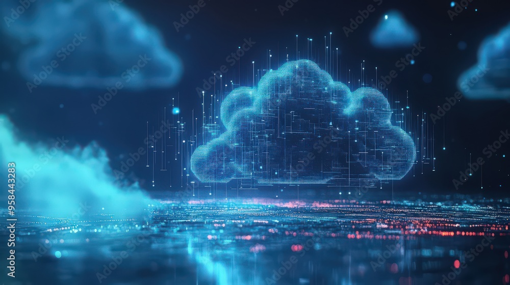 Poster cloud computing enhances digital technology by enabling advanced data processing and engineering sol