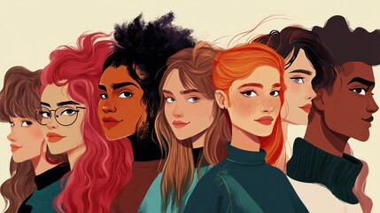 A diverse group of people showcasing different hairstyles and hair textures