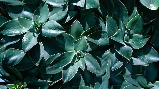 Top view of green cactus, Close up agave cactus, Abstract shapes and lines of succulent leaves	