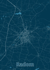 Radom, Poland artistic blueprint poster map