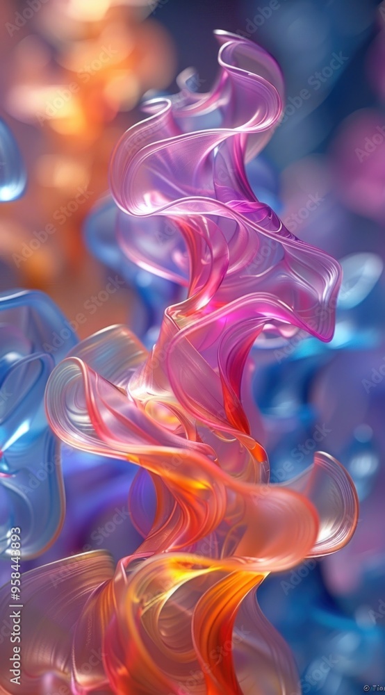 Aufkleber 3d render, colorful abstract background with an intricate design of intertwined shapes and forms in 