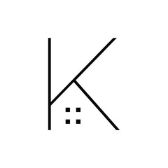 letter k house logo design minimalist vector