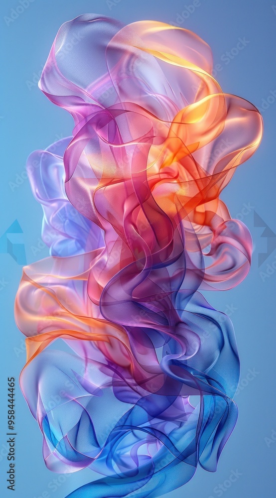 Aufkleber 3d render, colorful abstract background with an intricate design of intertwined shapes and forms in 