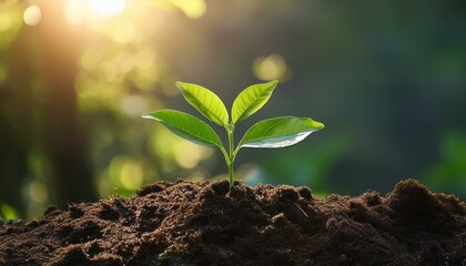 Decarbonization, featuring a vibrant green plant in the foreground 