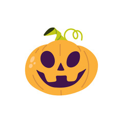 Halloween pumpkin flat icon isolated on white background Vector illustration