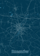 Rzeszow, Poland artistic blueprint poster map