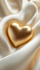 
Imagine
5h




A golden heart-shaped charm, nestled on the edge of an elegant white satin cloth, exudes luxury and romance. 