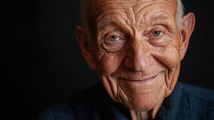 Serene Elderly Man with Warm Smile and Pensive Gaze
