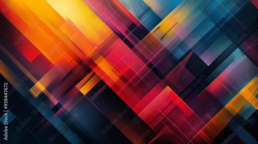 Poster abstract geometric background with vibrant colors and intersecting lines. dynamic and modern design.