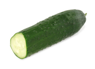 Piece of fresh cucumber isolated on white