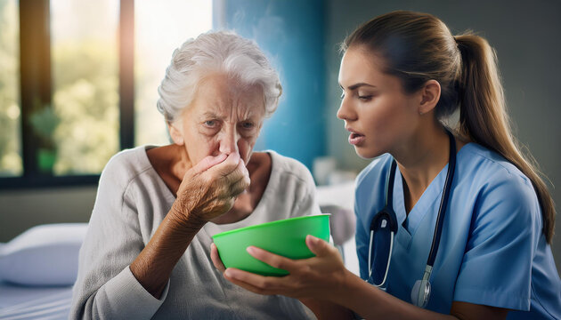 patient feeling nauseous, patient feeling sick, patient throwing up, patient being sick. 