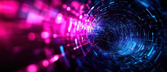 Obraz premium Abstract 3D polygons spinning into a vortex, creating a portal to digital realms, vibrant and sharp, symbolizing entry into a futuristic dimension