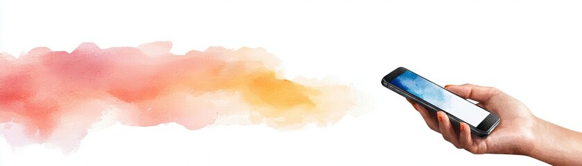 Fototapeta premium Direct deposit notification on phone, modern payday, Watercolor style