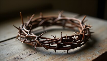 Fototapeta premium Jesus Christ's crown of thorns on top of the Bible