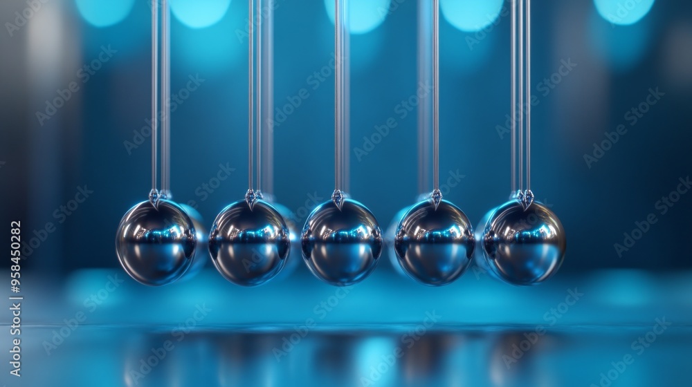 Aufkleber a beautiful display of pendulums in motion. the shining spheres create an elegant dance. this image 