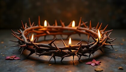 Fototapeta premium Jesus Christ's crown of thorns on top of the Bible