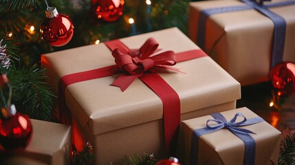 Christmas gift box modern gift wrapping