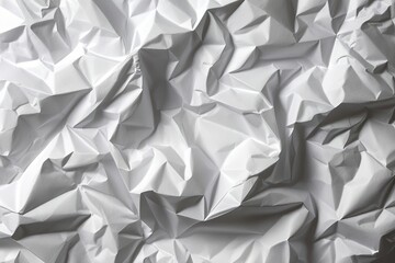 Crumpled White Paper Texture for Posters and Stickers on Isolated Background