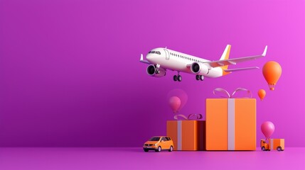 Altitude logistics and express delivery, flat design illustration