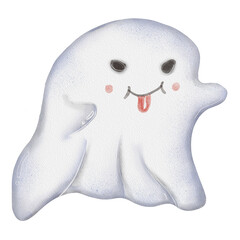 watercolor ghost spooky boo painting clip art, halloween party illustration