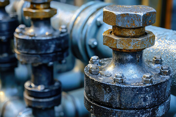A Close-Up of Weathered Industrial Pipes and Valves, Showing the Gritty Detail of a Working Machine.