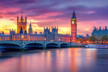 Obraz premium London's Iconic Skyline Bathed in the Golden Hues of Dusk