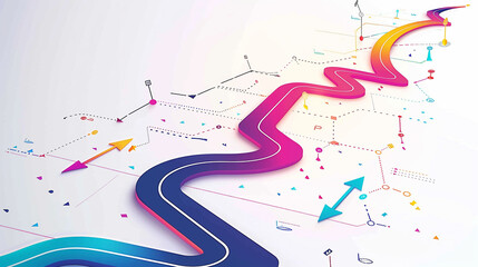 Roadmap with arrows and timeline