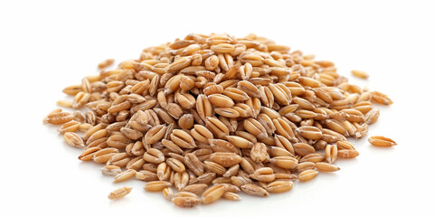 Oat flakes in wooden plate isolated on white
