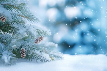 Close-up christmas tree snow backgrounds outdoors.