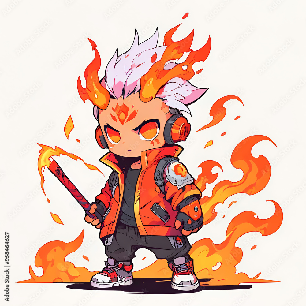 Sticker fiery character