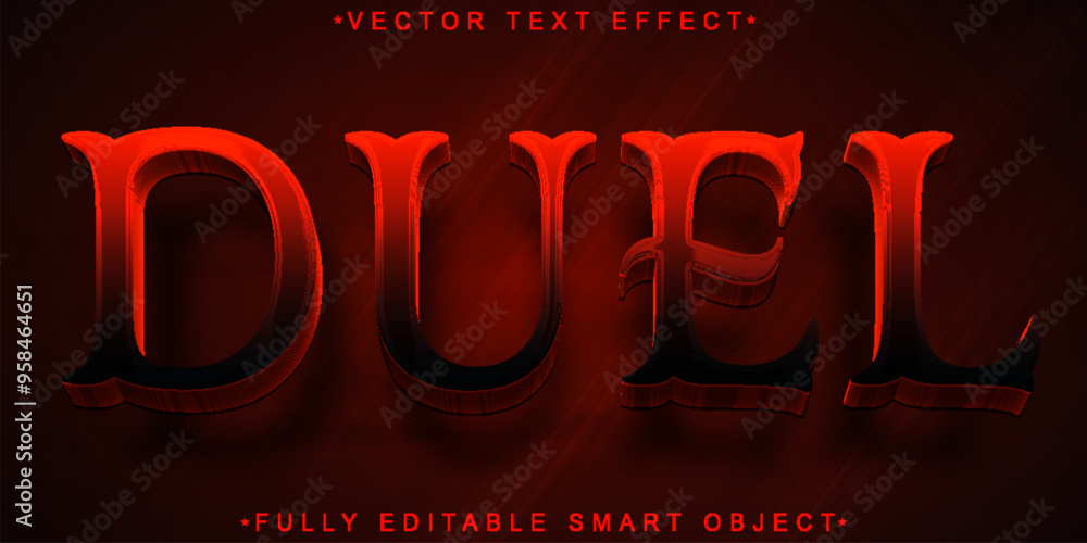 Poster red western duel vector fully editable smart object text effect