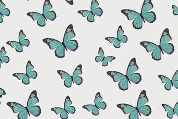 Collection of Gorgeous Seafoam Cherry Butterflies in Slate Spectrum on Pristine White