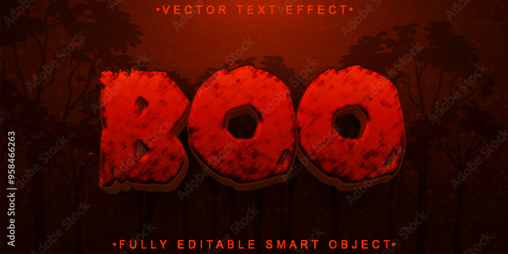 Poster red dark horror boo vector fully editable smart object text effect