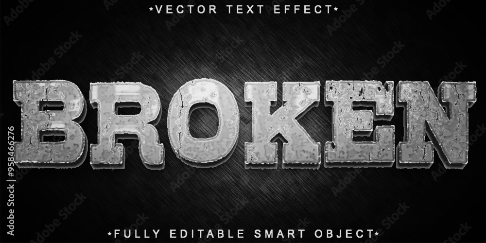 Poster gray worn broken vector fully editable smart object text effect