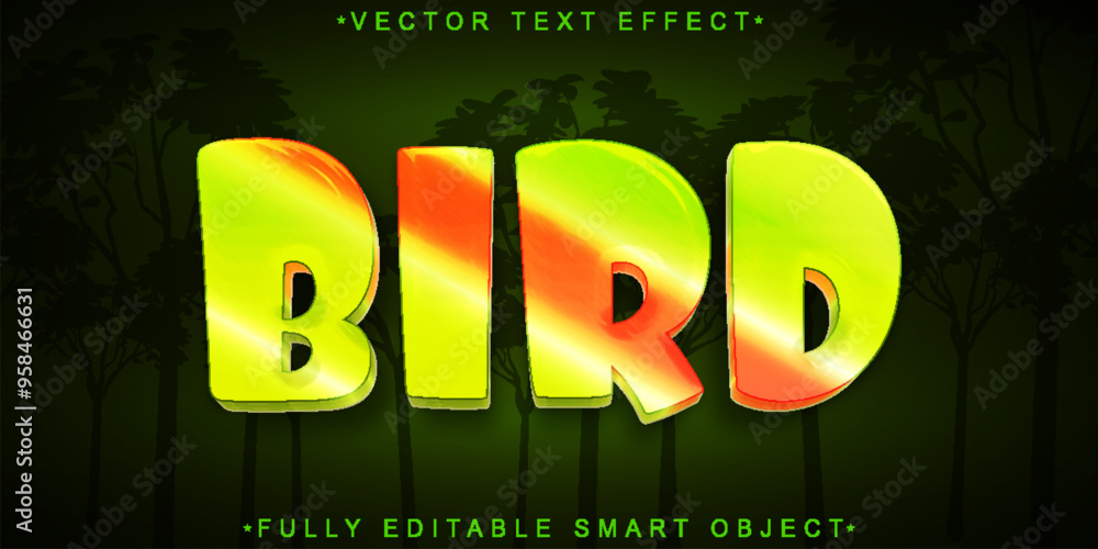 Poster bird animal vector fully editable smart object text effect
