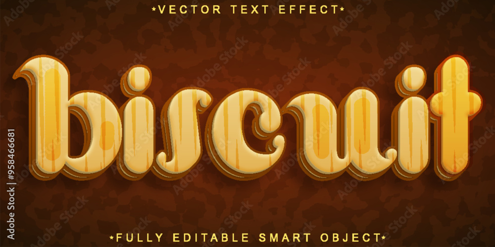 Poster cartoon sweet biscuit choco vector fully editable smart object text effect