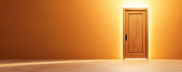 Golden door opening to reveal a bright path forward