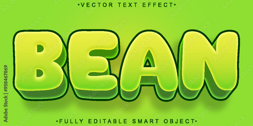 Poster green bean vector fully editable smart object text effect