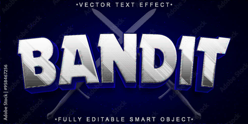 Poster bandit vector fully editable smart object text effect