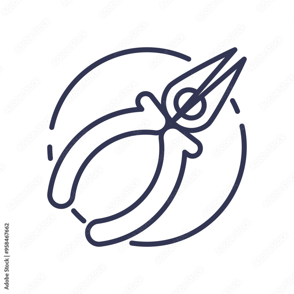 Poster line art of pliers symbolizing control and precision in handling tasks.
