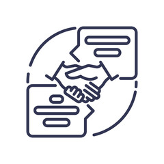 Illustration of a handshake and speech bubbles symbolizing effective communication and agreement in dialogue facilitation.