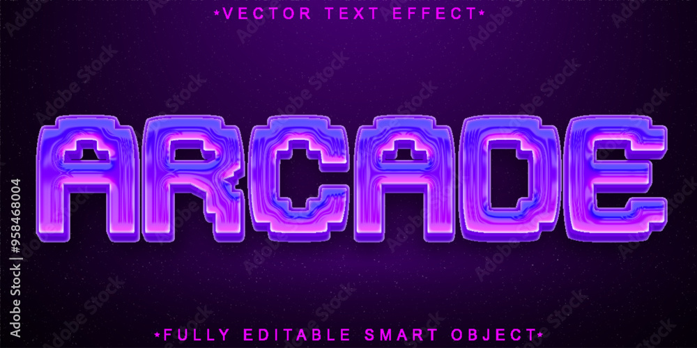 Poster Colorful Shiny Retro Arcade Vector Fully Editable Smart Object Text Effect