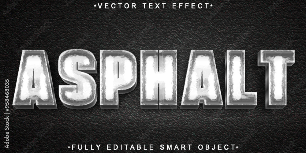 Poster asphalt way vector fully editable smart object text effect