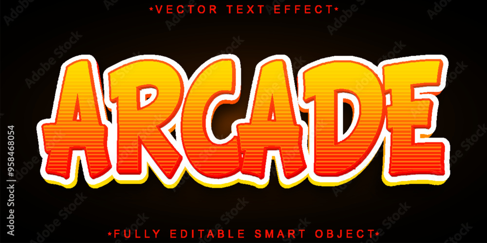 Poster Colorful Shiny Retro Arcade Vector Fully Editable Smart Object Text Effect
