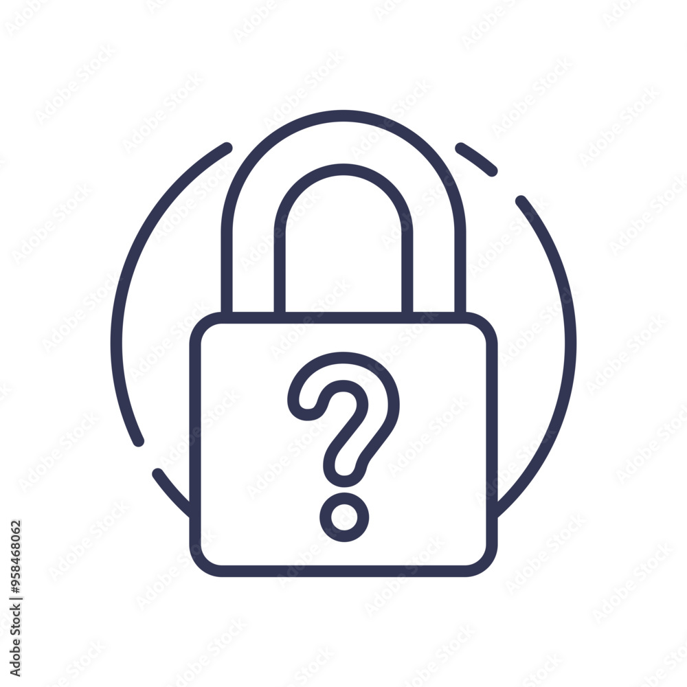 Poster a padlock with a question mark symbolizes uncertainty in security, representing a potential security