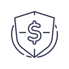 Shield with dollar sign symbolizing financial security and protection.