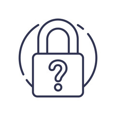 A padlock with a question mark symbolizes uncertainty in security, representing a potential security breach.