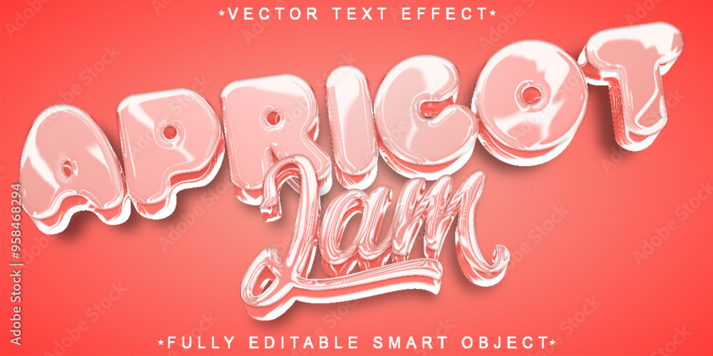 Poster apricot jam cartoon vector fully editable smart object text effect