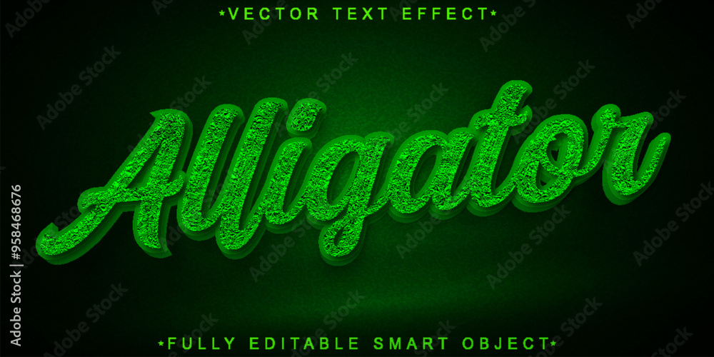 Poster Green Alligator Vector Fully Editable Smart Object Text Effect